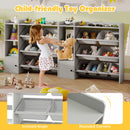 Kids Toy Storage and Bookshelf with Open Shelves and Single-door Cabinet