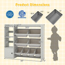 Kids Toy Storage and Bookshelf with Open Shelves and Single-door Cabinet