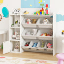 Kids Toy Storage and Bookshelf with Open Shelves and Single-door Cabinet