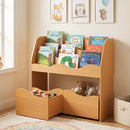 Kids Storage Organizer with Rolling Drawers and Bookshelf