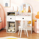 Kids Vanity Desk and Chair Set with Lights Open Shelves