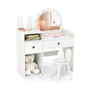 Kids Vanity Desk and Chair Set with Lights Open Shelves