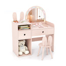 Kids Vanity Desk and Chair Set with Lights Open Shelves