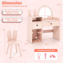 Kids Vanity Desk and Chair Set with Lights Open Shelves