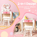 Kids Vanity Set with Heart-shaped Mirror-White