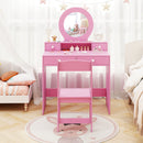 Kids Vanity Set with Mirror Princess Makeup Dressing Desk and Chair Set with Mirror