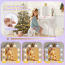 Kids Vanity Set with Tri-fold Lighted Mirror Detachable Top and Stool