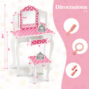 Princess Pretend Play Makeup Dressing Table with Cute Polka Dot Print-Pink