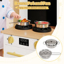Kids Wooden Kitchen Playset with Stoves Sound Light for 3+ Years Old-White