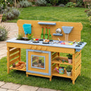 Wooden Mud Kitchen with 2 Sinks and 4 Stoves