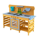 Wooden Mud Kitchen with 2 Sinks and 4 Stoves