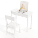 2-in-1 Kids Vanity Makeup Table and Chair Set with Flip Top Mirror-White