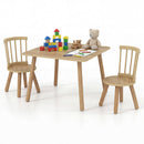 Kids Wooden Table and Chairs Set 3-Piece Toddler Furniture with Pine Wood Frame