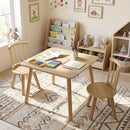 Kids Wooden Table and Chairs Set 3-Piece Toddler Furniture with Pine Wood Frame