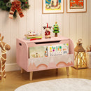 Kids Wooden Toy Box with Front Bookshelf and 4 Solid Wood Legs for Playroom