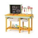 Kids Wooden Toy Workbench with Storage Space and Blackboard