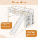 Twin Loft Bed Frame with Slide and Ladder - White