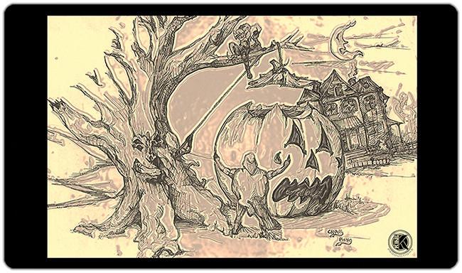 Pumpkin Under Tree Playmat