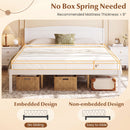 King Size Wooden Platform Bed Frame with Curved Headboard