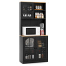 72 Inch Freestanding Pantry Cabinet with Hutch and Adjustable Shelf
