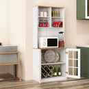 72 Inch Freestanding Pantry Cabinet with Hutch and Adjustable Shelf