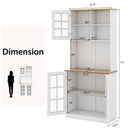 72 Inch Freestanding Pantry Cabinet with Hutch and Adjustable Shelf