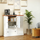 47.5 Inch Kitchen Freestanding Storage Cabinet with 3 Doors and 2 Large Drawers-White