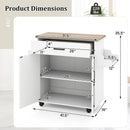 Kitchen Island Cart Rolling Kitchen Storage Island with Drawer-White