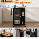 Mobile Serving Cart with Transparent Single Door Cabinet-Black