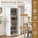 Kitchen Pantry Cabinet with 2 Adjustable Shelves and Anti-Tipping Kits for Living Room