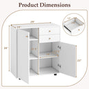 Kitchen Sideboard Buffet Cabinet Coffee Bar Cabinet with 2 Drawers 2 Doors and 3 Adjustable Shelves-White