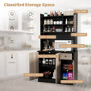 4-Door Freestanding Kitchen Buffet with Hutch and Adjustable Shelves