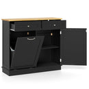 Kitchen Tilt Out Trash Cabinet with 2 Drawers and Adjustable Shelf