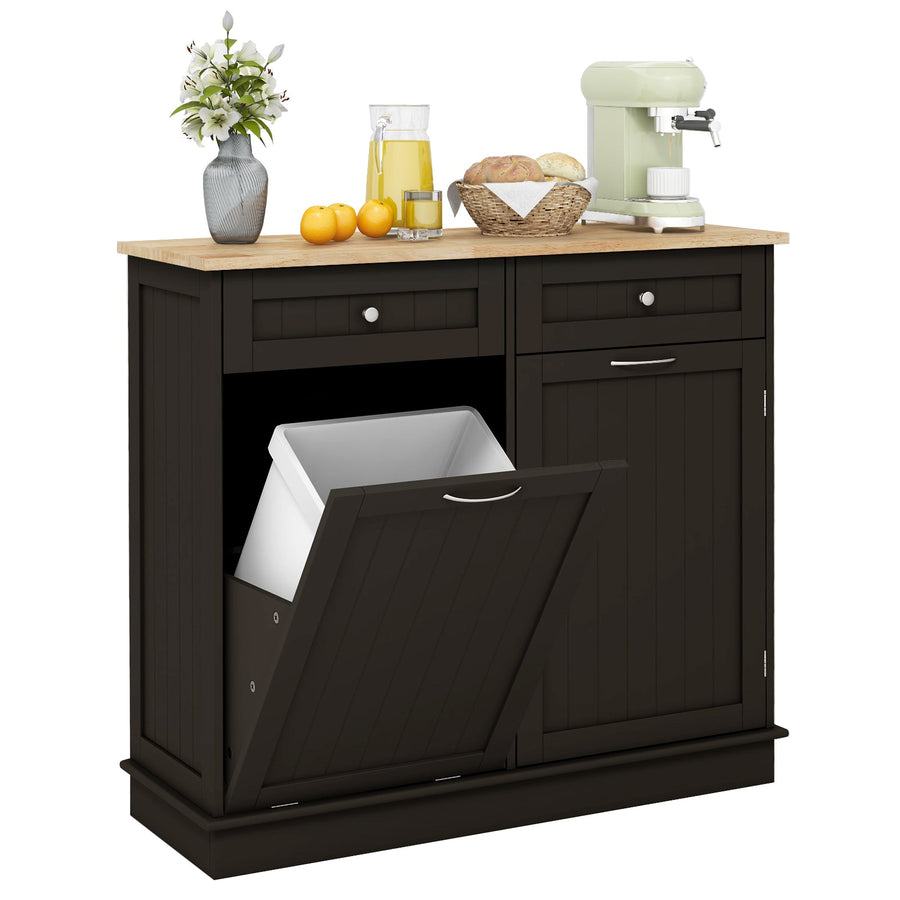 Kitchen Tilt Out Trash Cabinet with 2 Drawers and Adjustable Shelf
