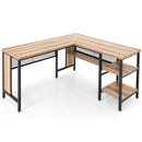 Industrial L-Shaped Corner Computer Desk Office Workstation with Storage Shelves
