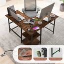 L Shaped Corner Computer Desk with Storage Shelves