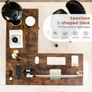 L Shaped Corner Computer Desk with Storage Shelves
