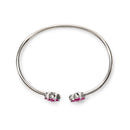 .925 Sterling Silver Ruby with Diamond Accent Floral Flexy Open Bangle Bracelet