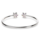 .925 Sterling Silver Ruby with Diamond Accent Floral Flexy Open Bangle Bracelet