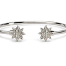 .925 Sterling Silver Diamond Accent Star Flexy Open Bangle Bracelet