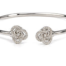 .925 Sterling Silver Diamond Accent Love Knot Flexy Open Bangle Bracelet