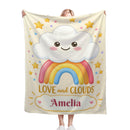 Personalized Kawaii Rainbow Cloud Blanket | Custom Name Gift