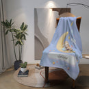 Personalized Sleeping Sloth Blanket | Custom Name | Crescent Moon Kawaii Flannel Throw Gift