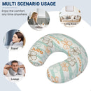 Personalized Floral Stripe Travel Neck Pillow with Name | Memory Foam, Detachable Washable Cover | Custom Gift for Women and Teens