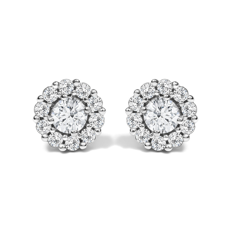 10K White Gold 1 1/2 Cttw Lab Grown Diamond Halo Stud Earrings