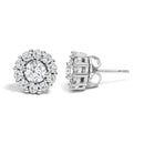 10K White Gold 1 1/2 Cttw Lab Grown Diamond Halo Stud Earrings