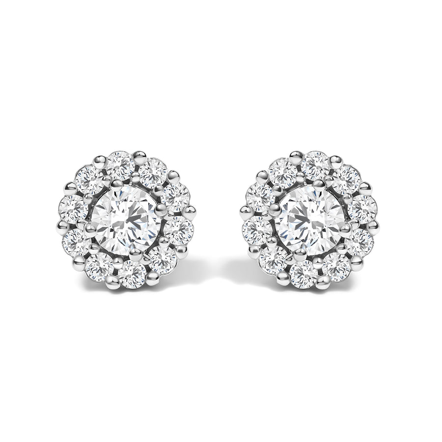 10K White Gold 3.0 Cttw Lab Grown Diamond Halo Stud Earrings