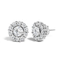 10K White Gold 3.0 Cttw Lab Grown Diamond Halo Stud Earrings