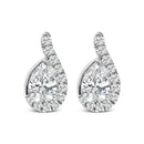 14K White Gold 5/8 Cttw Lab Grown Diamond Tear Drop Halo Stud Earring