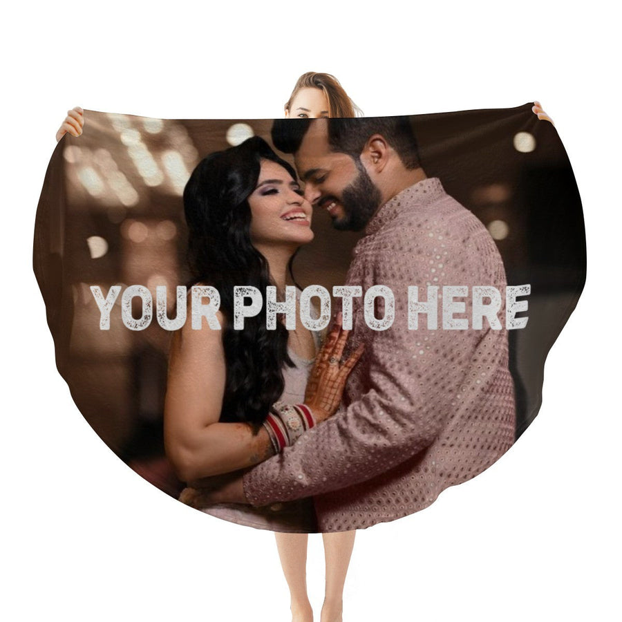Personalized Round Photo Blanket - Upload Your Own Photo - Custom Round Blanket in 47 or 60 Inch Diameter - Photo Gift for Any Occasion